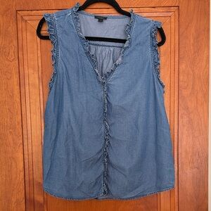 Ann Taylor Factory Chambray Ruffle Top
